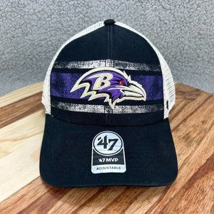 '47 Brand MVP Baltimore Ravens Adjustable Trucker Hat Cap NFL Purple Black